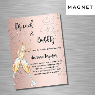 Invitación Magnética Brunch Bubbly Bridal Shower rosa burbuja lujo