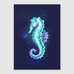Invitación Magnética caballito de mar de hielo de cristal sobre fondo a