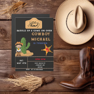 Invitación Magnética Cactus del Salvaje Oeste Cumpleaños 5 Niño 