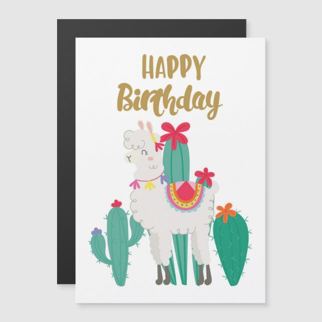 Invitación Magnética Cactus Happy Birthday (Anverso/Reverso)