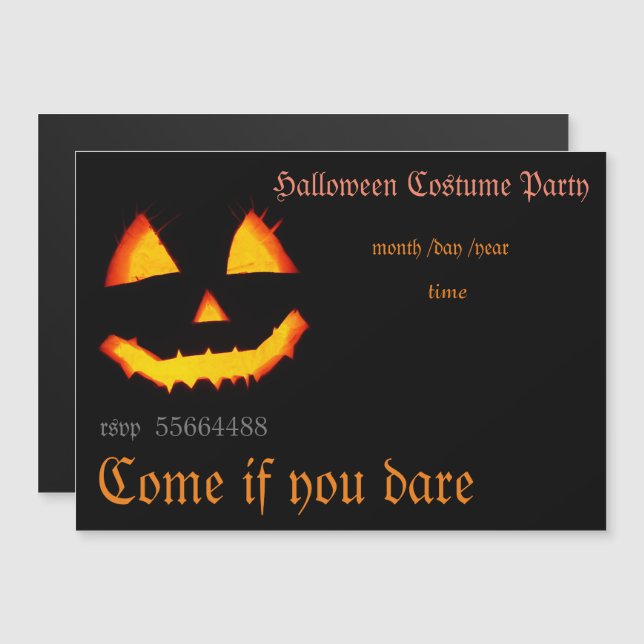 Invitación Magnética calabaza aterradora en la oscuridad - Halloween (Anverso/Reverso)