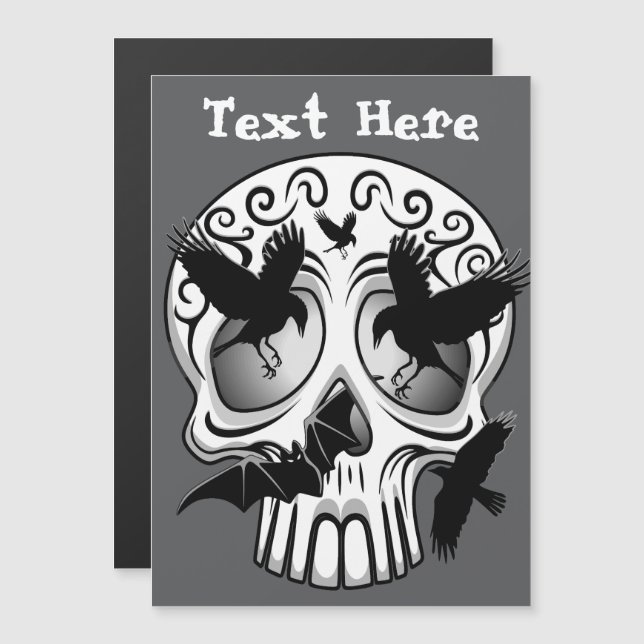 Invitación Magnética Calaveras decorativas de Halloween (Anverso/Reverso)