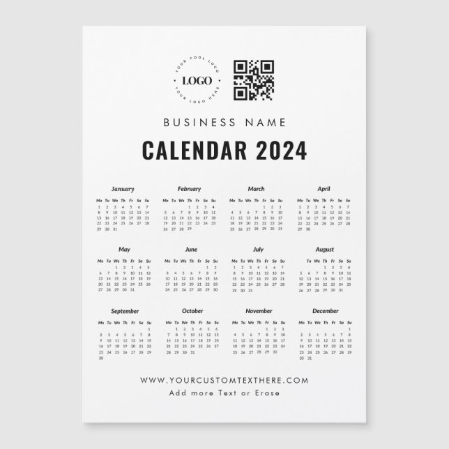 Invitación Magnética Calendario 2024 del logotipo comercial del persona (Anverso)