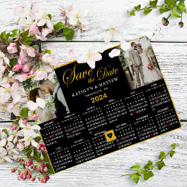 Invitación Magnética Calendario 2024 Elegante Guión 2 Foto Guardar La F