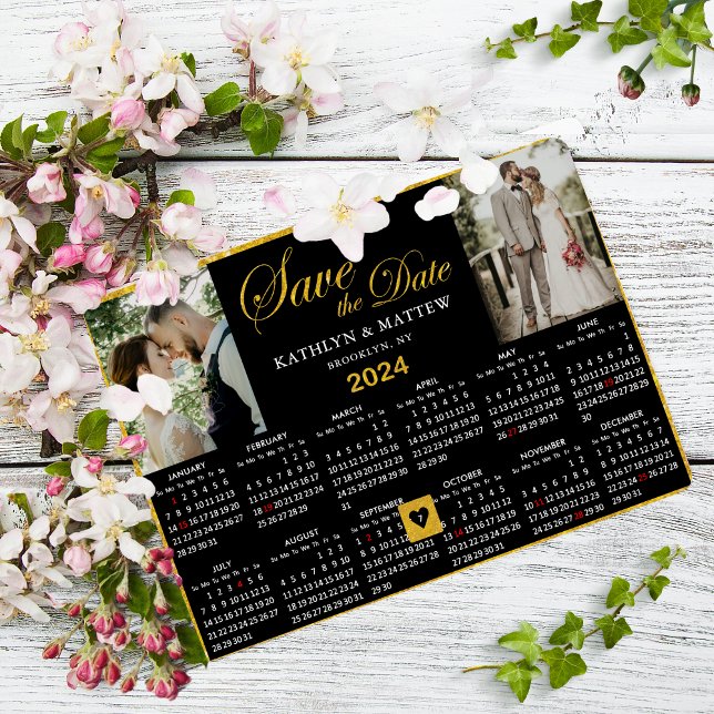 Invitación Magnética Calendario 2024 Elegante Guión 2 Foto Guardar La F (Subido por el creador)