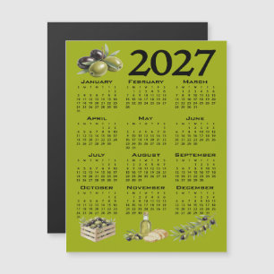 Invitación Magnética Calendario 2027, Aceitunas Mediterráneas, Verdes