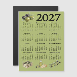 Invitación Magnética Calendario 2027, Aceitunas Mediterráneas, Verdes