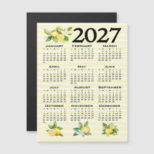 Invitación Magnética Calendario 2027 al estilo italiano limones rayas a