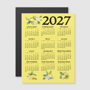 Invitación Magnética Calendario 2027 estilo italiano limones amarillo