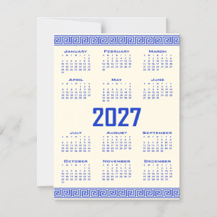 Invitación Magnética Calendario 2027, Fret griego, Café cósmico azul gr