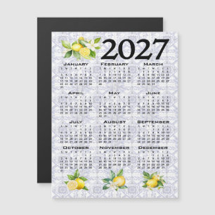 Invitación Magnética Calendario 2027 Limones Azulejos Mediterráneos Ita