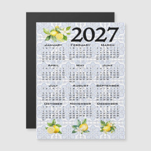 Invitación Magnética Calendario 2027 Limones Azulejos Mediterráneos Ita