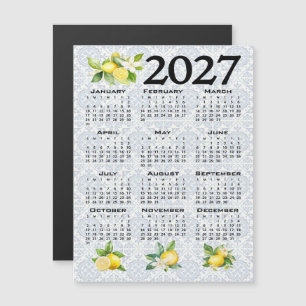 Invitación Magnética Calendario 2027 Limones Azulejos Mediterráneos Ita