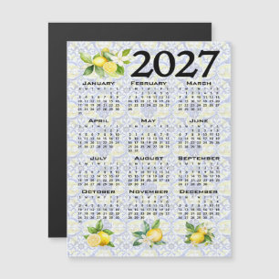 Invitación Magnética Calendario 2027 Limones Azulejos Mediterráneos Ita