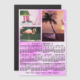 Invitación Magnética Calendario anual 2027 Rosa Acuarela 3 Fotos person