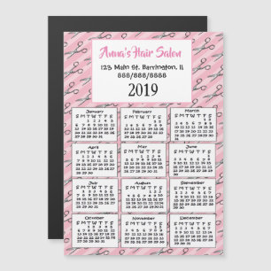 Invitación Magnética Calendario Cute Pink Hair Salon Business Mini 2019