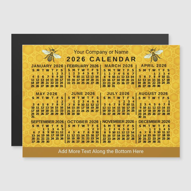 Invitación Magnética Calendario de abeja de panal de miel personalizado (Anverso/Reverso)