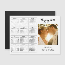 Invitación Magnética Calendario de boda Photo White Mini 2021