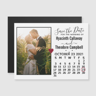 Invitación Magnética Calendario de Bodas Guardar la Fecha Foto Octubre 