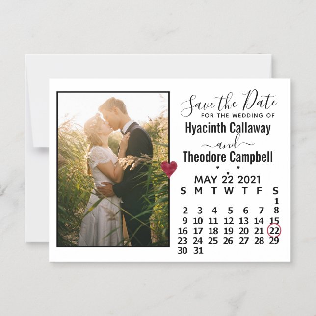 Invitación Magnética Calendario de Bodas Guardar la Foto de Fecha Mayo  (Anverso)