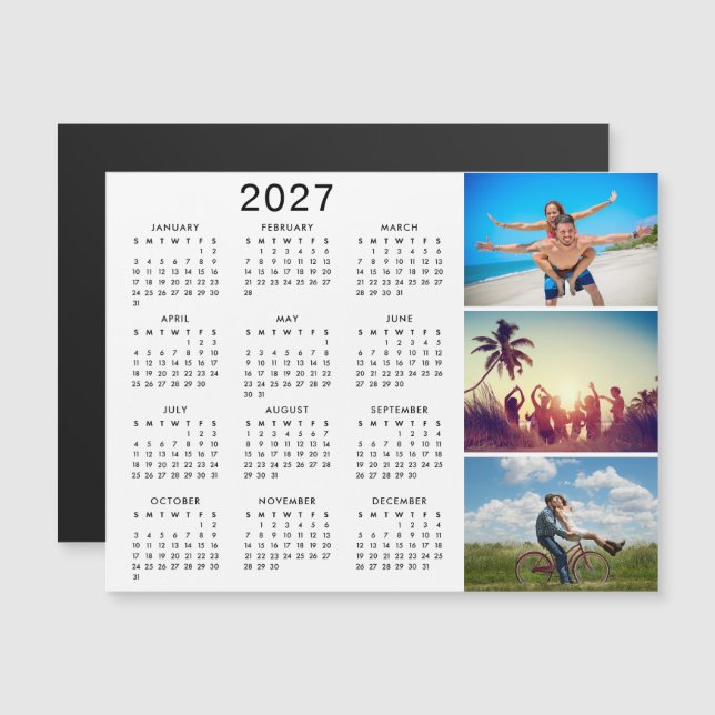 Invitación Magnética Calendario de Collage de fotos personalizado 2025 (Anverso/Reverso)