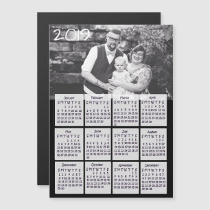 Invitación Magnética Calendario de foto personalizada en blanco y negro