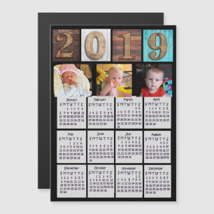 Invitación Magnética Calendario de foto personalizada Rustic Wood 2019