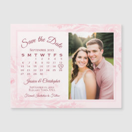 Invitación Magnética Calendario de Peonías Rosadas y Foto Magneto para 