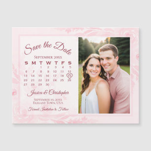 Invitación Magnética Calendario de Peonías Rosadas y Foto Magneto para