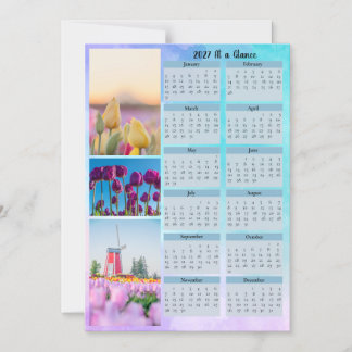 Invitación Magnética Calendario de un vistazo de 3 tulipanes