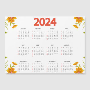 Invitación Magnética Calendario de vista de año completo de 2024 - Míni