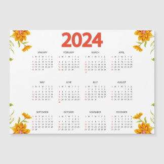 Invitación Magnética Calendario de vista de año completo de 2024 - Míni