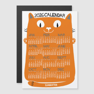Invitación Magnética Calendario del año 2026 Gato Naranja Mediados de S