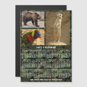 Invitación Magnética Calendario del año 2027 Camuflaje Agregar 3 Fotos