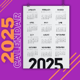 Invitación Magnética Calendario Elegante Blanco de 2025