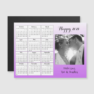 Invitación Magnética Calendario Mini 2021 de gradiente púrpura fotográf