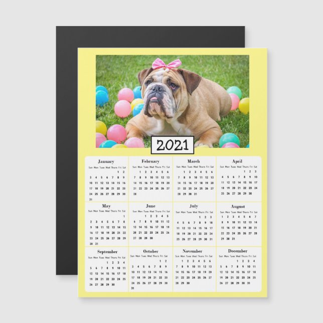 Invitación Magnética Calendario Mini 2021 de mascota Photo (Anverso/Reverso)