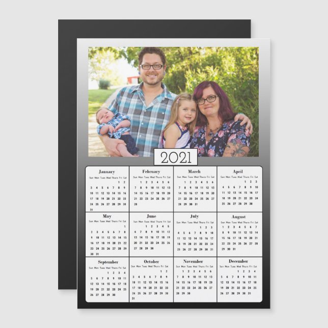 Invitación Magnética Calendario Mini de fotos familiares 2021 (Anverso/Reverso)