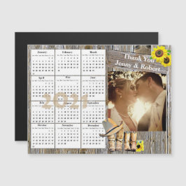 Invitación Magnética Calendario Mini Fotografía Boda Girasoles Amarillo