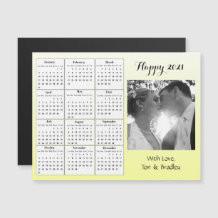 Invitación Magnética Calendario Mini Gradiente Amarillo Foto de Boda 20