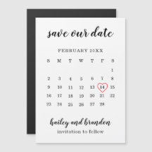 Calendario Moderno Corazón Rojo Boda Guardar la Fe