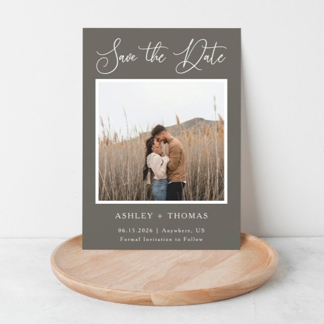 Invitación Magnética Caligrafía elegante foto de boda rústica (Subido por el creador)
