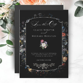Invitación Magnética Caligrafía floral negra Bella Artes
