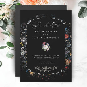 Invitación Magnética Caligrafía floral negra Bella Artes