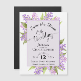 Invitación Magnética Calligrafía Lilacs Boda Lavender Ahorra la Fecha