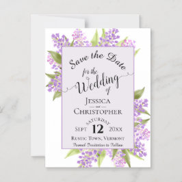Invitación Magnética Calligrafía Lilacs Boda Lavender Ahorra la Fecha