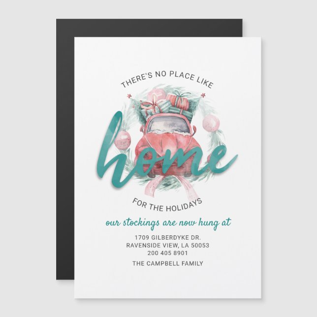 Invitación Magnética Cambio de dirección Navidades vacaciones Familia M (Anverso/Reverso)