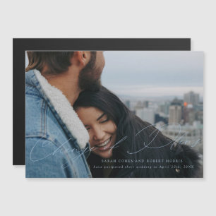 Invitación Magnética Cambio de fecha en el Boda con guiones azules