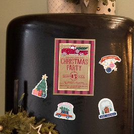 Invitación Magnética Camisa de franela rústica de camioneta roja para f