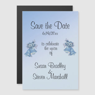 Invitación Magnética Campanas de boda azul Salva la Fecha